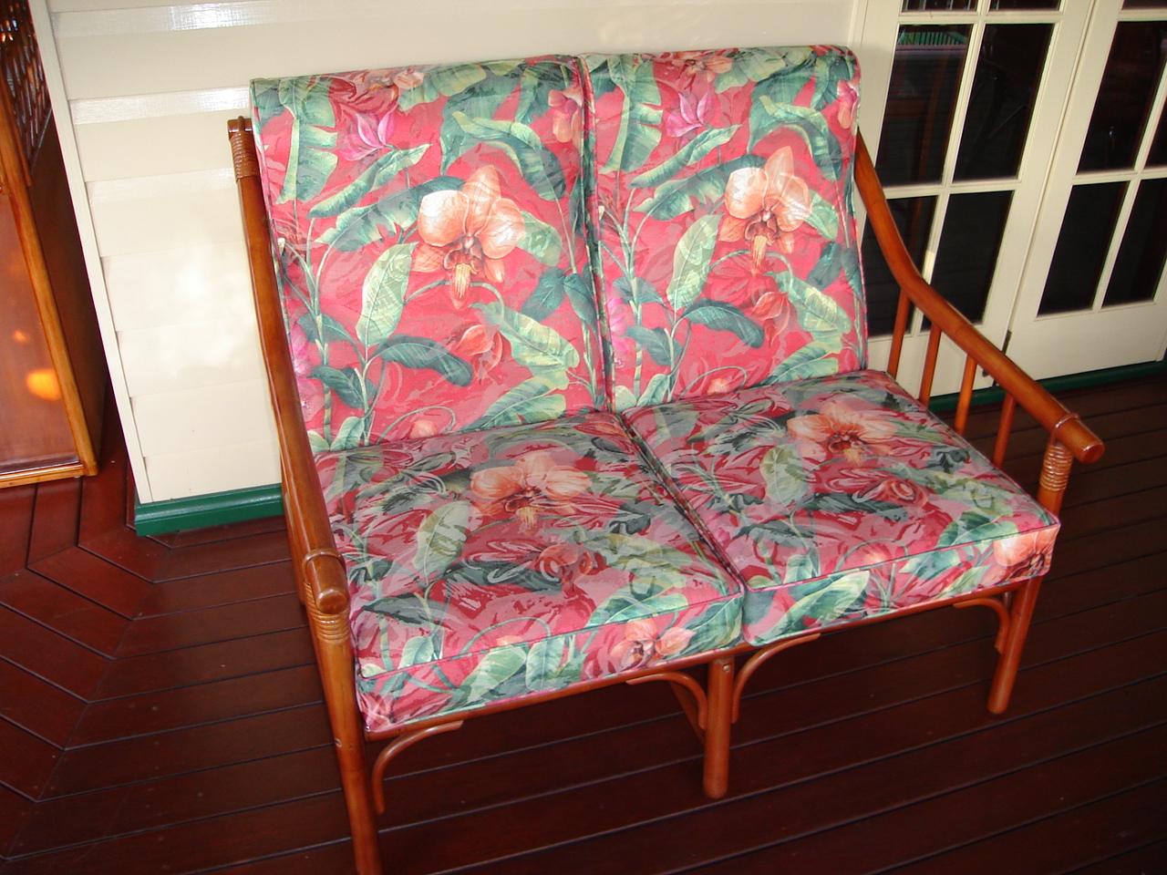Cane Settee - Tropical Fabric